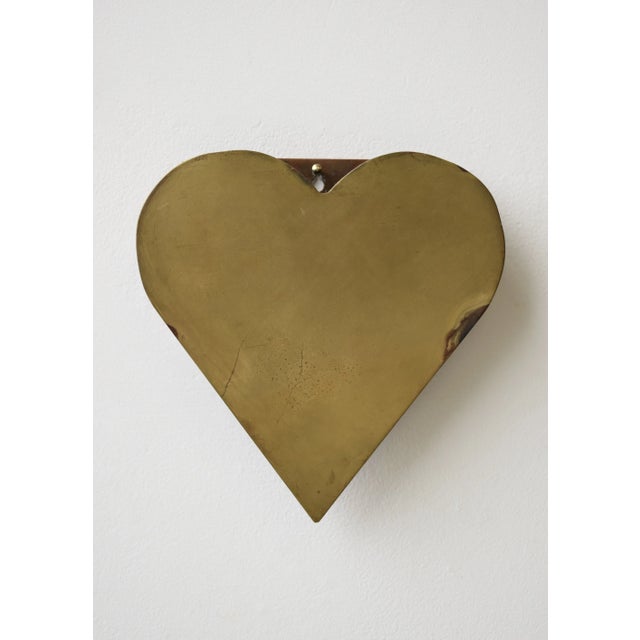 Vintage Brass + Copper Heart Wall Pocket, Circa Mid-20th Century For Sale In New York - Image 6 of 13