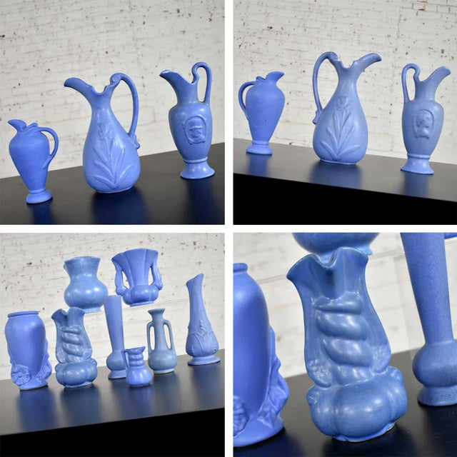 Mid Century Niloak Pottery Blue Vases and Objet d'Art 24 Piece Collection For Sale - Image 11 of 13