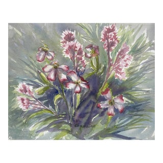 Impressionist Floral Still Life Watercolor by Germaine For Sale