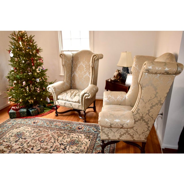 Baroque Lee Jofa William and Mary Wingback Chairs For Sale - Image 3 of 13