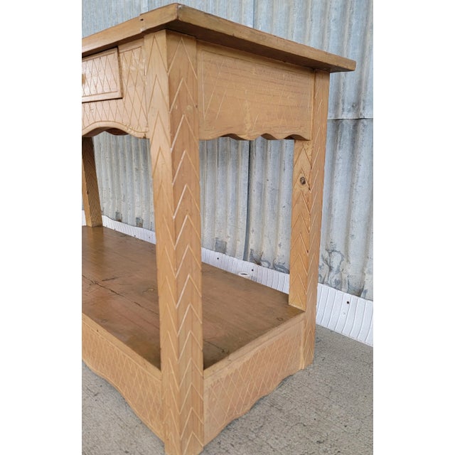 Hand Carved Rustic Rancho Hacienda Monterey Console Table 1940's For Sale - Image 10 of 12