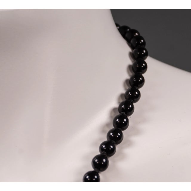 Black Agate Costume Jewelry Necklace, 1950s For Sale - Image 8 of 11