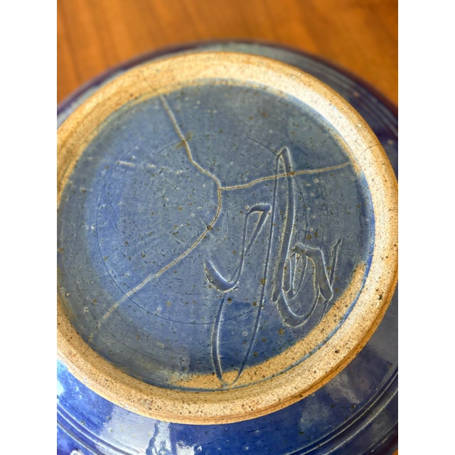 Vintage Signed Studio Pottery Cobalt Blue Centerpiece Bowl For Sale In San Francisco - Image 6 of 8