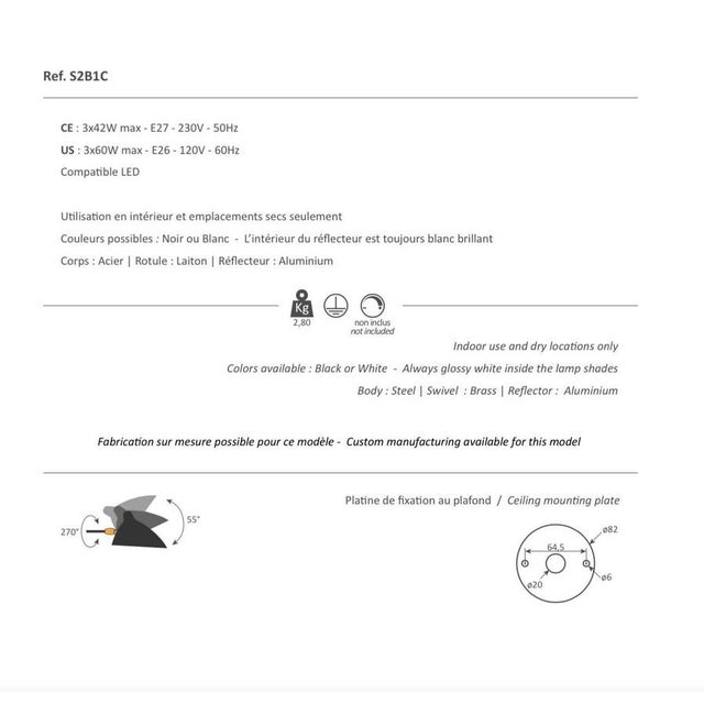 Metal Black Suspension Lamp by Serge Mouille For Sale - Image 7 of 9