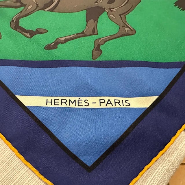 1980s Equestrian Style Silk Carré Scarf Le Courses by Hermes For Sale - Image 10 of 10