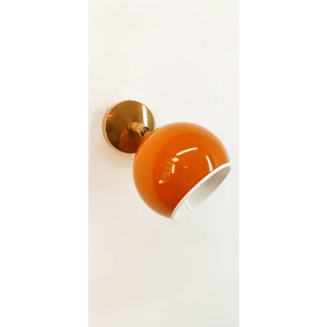 Adjustable Sconce with Orange Metal Dome For Sale - Image 6 of 12