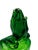 A striking mid-century style heavy pressed glass sculpture depicting praying hands in a vibrant emerald green hue. This...
