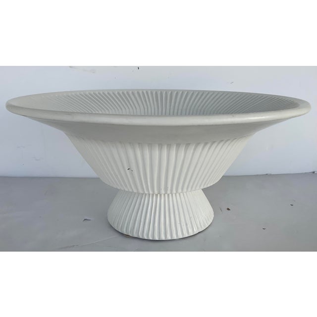 Modern Global Views Modern Matte White Strie Compote For Sale - Image 3 of 4