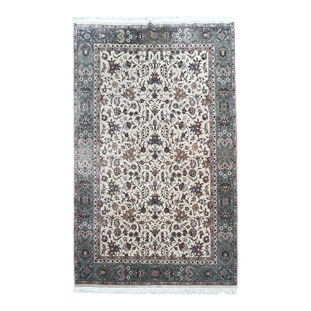 Indo Persian Tabriz Wool & Silk Rug 6’1” X 9’ For Sale