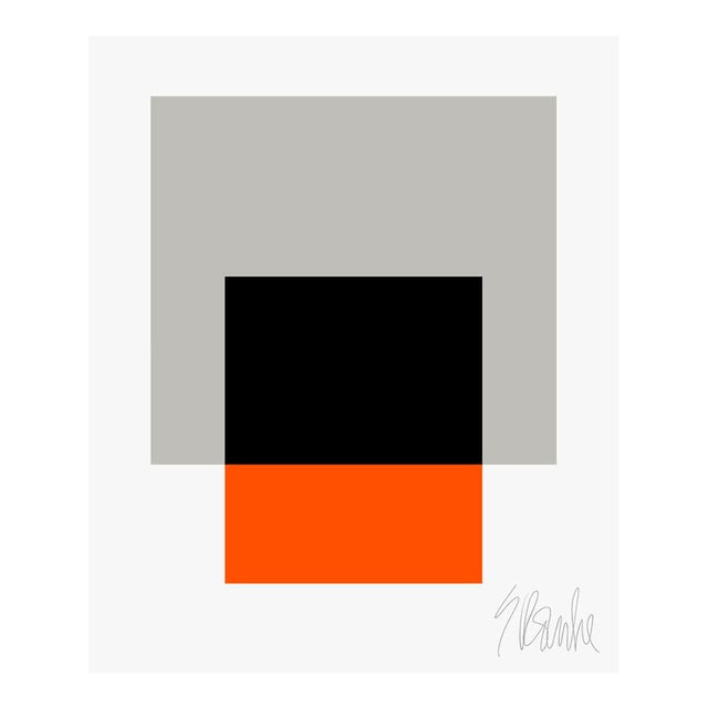 The Interaction of Gray, Black and Orange Fine Art Print 25" X 30" by Liz Roache For Sale