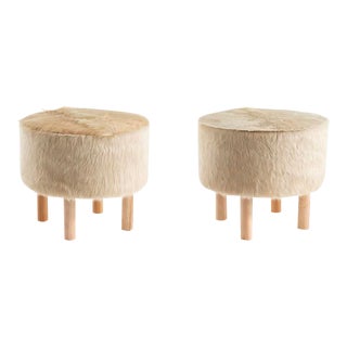 Modern Cowhide Ottomans - a Pair For Sale