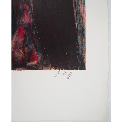 Linda le kinff (1949 woman with flowers original lithograph signed in pencil< numbered / 170 ex. on bfk rives vellum 56 x...