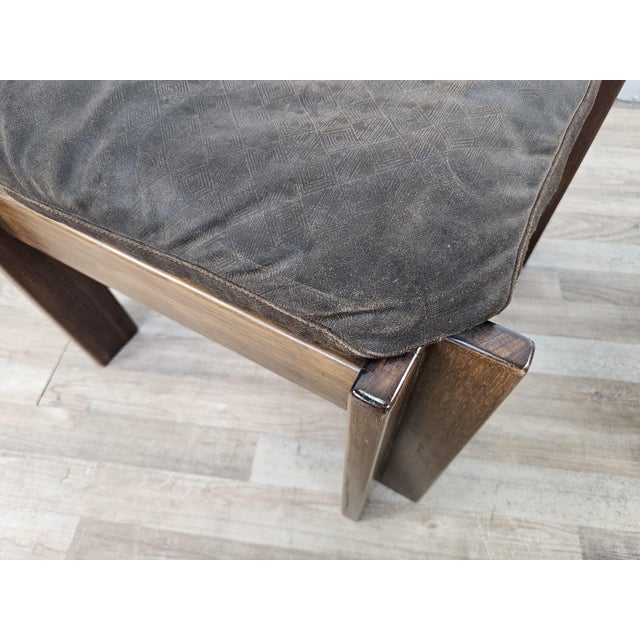 Wood Set of Vintage Walnut Poufs with Padding, 1970 For Sale - Image 7 of 16