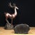 Art Deco Solid Copper Pair of Lucky Wealth Deer (Zhaocai Lu) - Heavy Bronze Deer Figurines With Antlers For Sale - Image 3 of 9