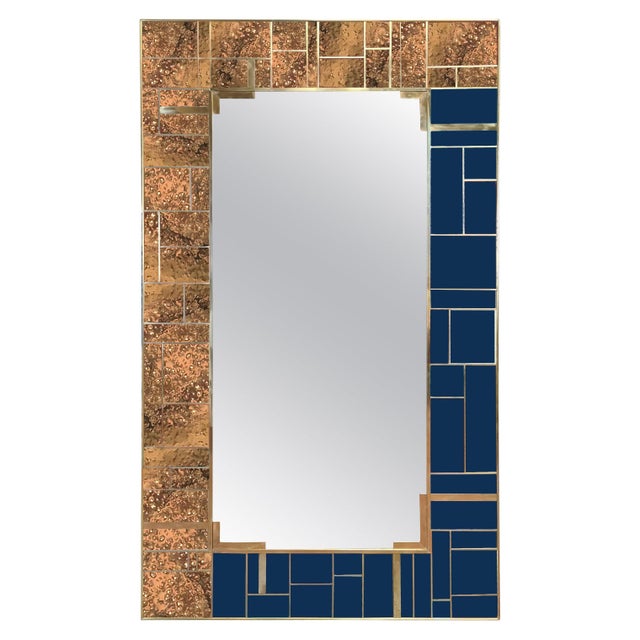 Not Yet Made - Made To Order Wall Mirror with Dotted Brass and Blue Murano Glass from Justfurnituress SRL For Sale - Image 5 of 5