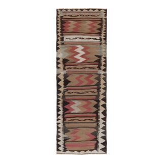 Vintage Persian Kilim Runner, Tribal Rug With Bold Chevrons - Rug & Kilim For Sale