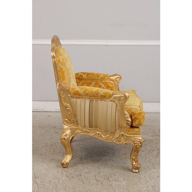 1980s Pair of French Rococo Style Upholstered Armchairs For Sale - Image 5 of 18