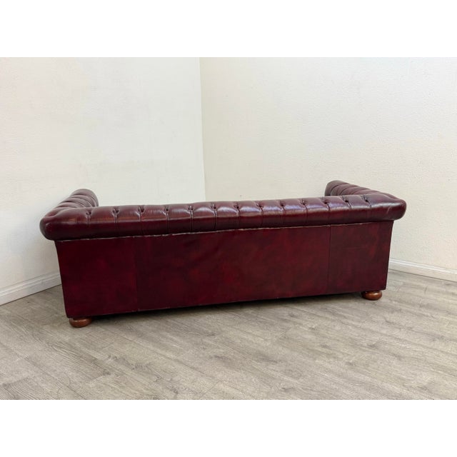 Oxblood Red Leather Chesterfield Sofa For Sale In Los Angeles - Image 6 of 11