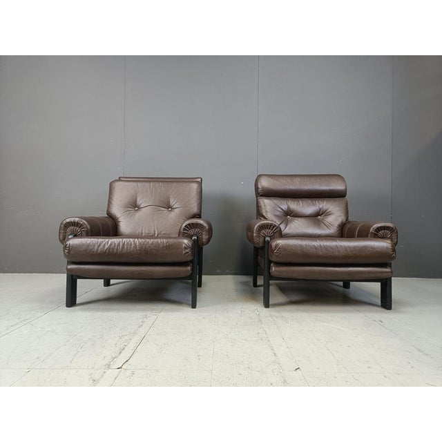 Set of Leather Armchairs, Denmark, 1960s For Sale - Image 14 of 15
