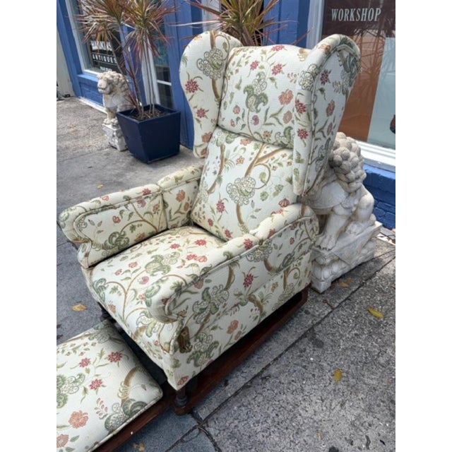 This is a very rare antique upholstered Patent Reclining wing armchair made by Foot 's Chair Company Great Portland Street...