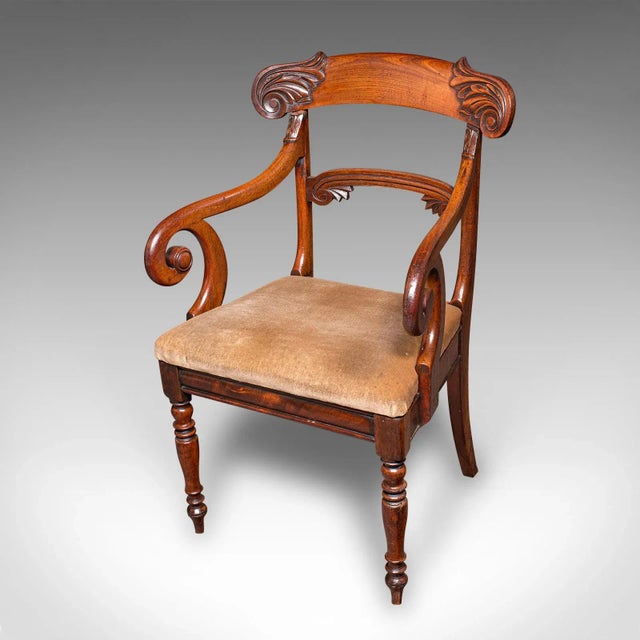 Early 19th Century Pair of Antique Morning Room Chairs, English, Elbow Seat, Regency, Circa 1820 For Sale - Image 5 of 12