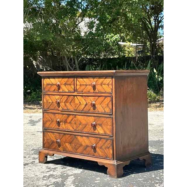 Vintage Boho Herringbone Chest of Drawers For Sale - Image 9 of 10