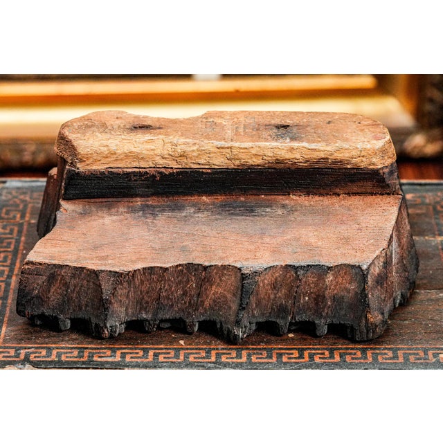Asian Amazing Antique Handmade Carved Wood Antique Asian Textile Printing Block Fabric Stamper Unique Bohemian Home Decor Object For Sale - Image 3 of 10