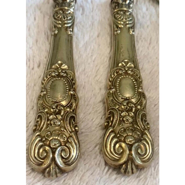 Gold Louis XIV Style Napoleon III Gilded Cutlery Set in Vermeil, 1920s, Set of 3 For Sale - Image 8 of 9