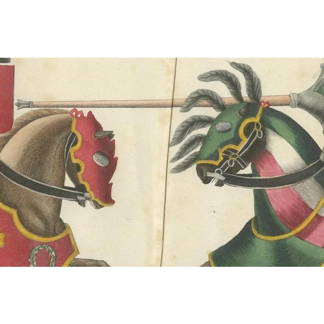 Mid 19th Century Von Reibisch, Knightly Joust in Bold Red and Green, 1842, Print For Sale - Image 5 of 7