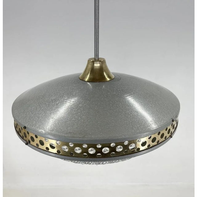 Gray Space Age Metal Pendant by Ludib Bratislava, Czechoslovakia, 1960s For Sale - Image 8 of 11