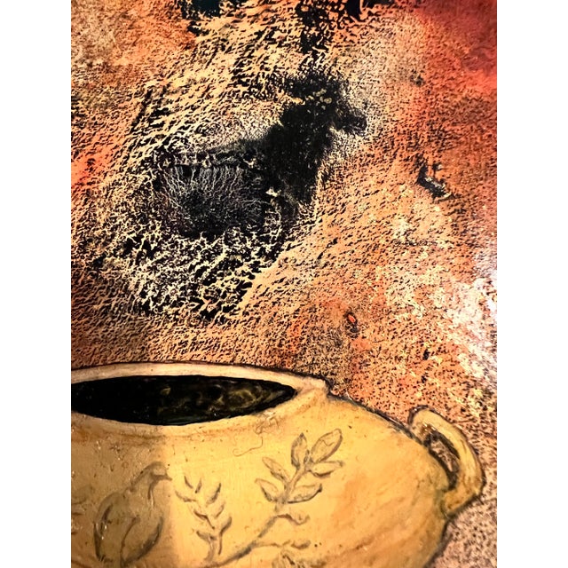 This jewel-like 6x6" mixed media painting on archival panel is one of a very large series of vessels inspired by ancient...