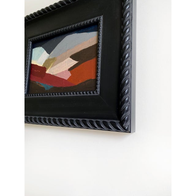 Abstract Pair of Abstract Landscape Paintings With Matching Black Vintage Frames For Sale - Image 3 of 7