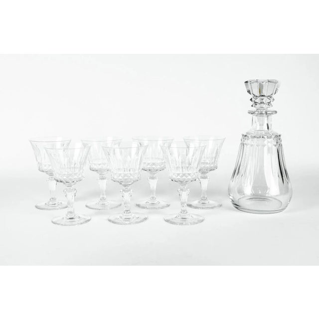 Glass Vintage Baccarat Crystal Decanter & Glasses - Set of 8 For Sale - Image 7 of 7