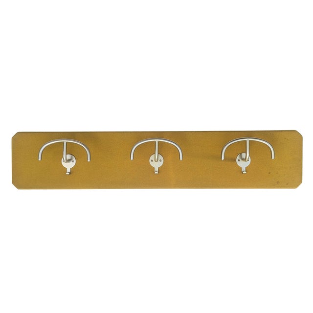 Wall Coat Rack in Mustard-Colored Wool and Nickel Plated Metal by Sergio Mazza for Artemide, 1960s For Sale - Image 6 of 11