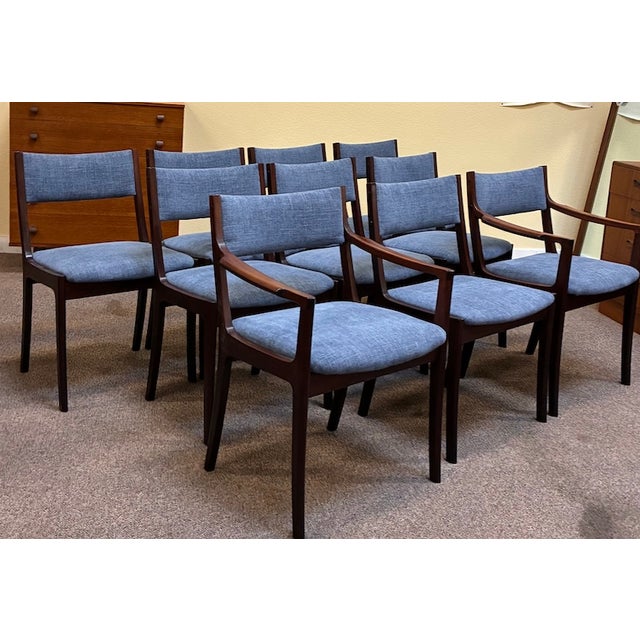 Wood Set of Ten Danish Modern Mahogany Framed Dining Chairs by Andels-Möbel-Magasinet, Denmark c.1960 For Sale - Image 7 of 11