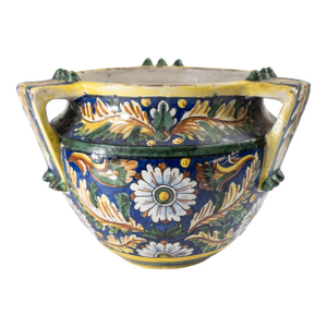 Mid-Century Italian Faience Majolica Pottery Jardiniere Planter