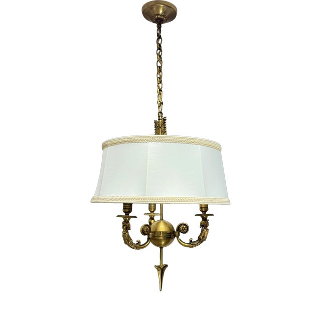 French Empire Style Bouillotte Pendant, France, 1950s For Sale