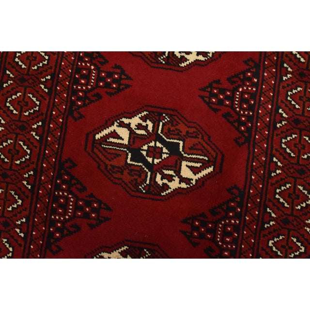 Red Turkmen Runner 2’6” X 9’7” Red Wool Vintage Tribal Hand-Knotted Oriental Rug For Sale - Image 8 of 13