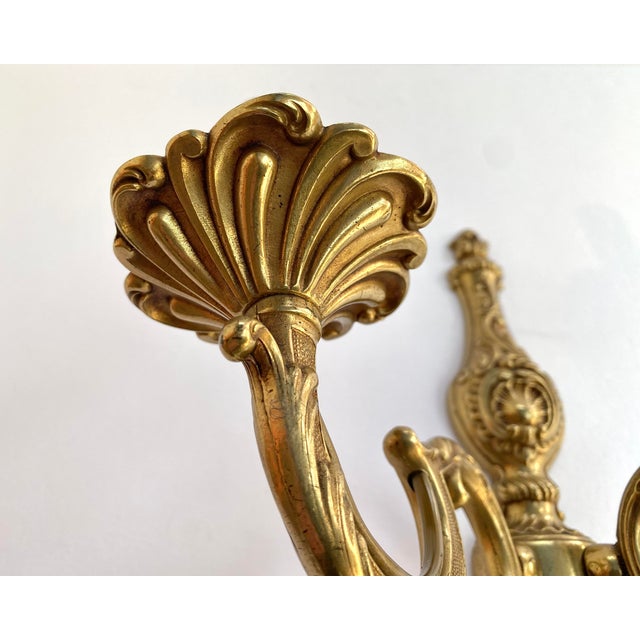 Vintage Gilt Bronze Wall Sconce in Candelabra Design, France, 1960s For Sale - Image 4 of 7