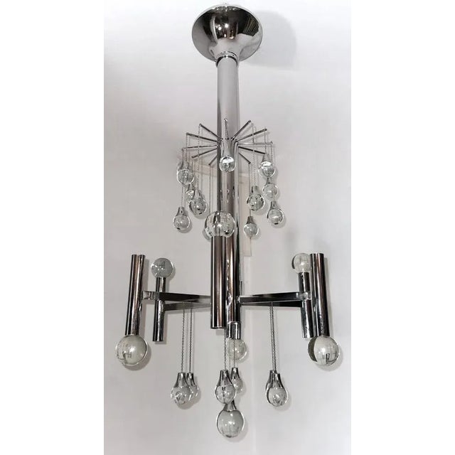 1970s Space Age Style Chandelier in Chrome-Plated Brass, 1970 For Sale - Image 5 of 13