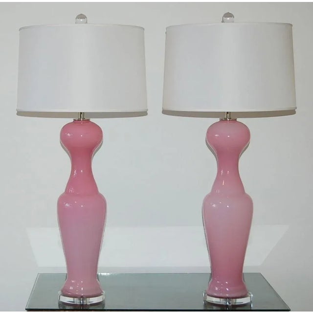Archimede Seguso Vintage Murano Glass Lamps Pink For Sale - Image 4 of 8