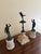 English Collection of Grand Tour Style Neoclassical Metal Figures on Marble Bases For Sale - Image 3 of 10
