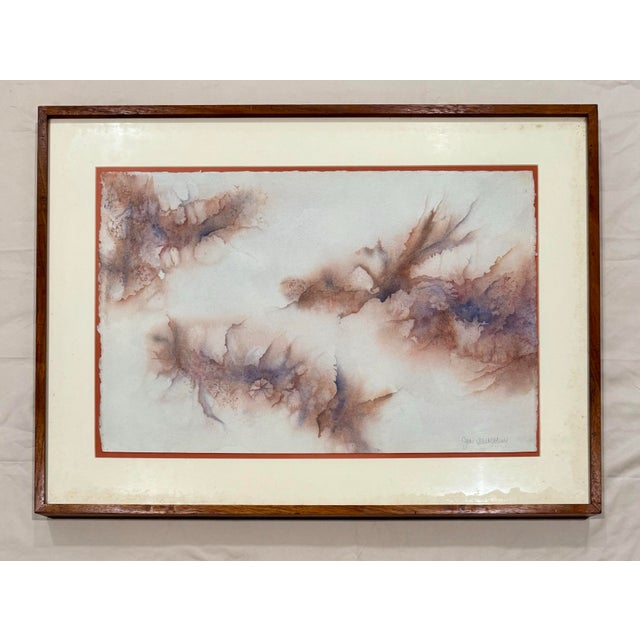 Mid-Century Modern Original Signed Abstract Watercolor on Float-Mounted Paper For Sale - Image 12 of 12