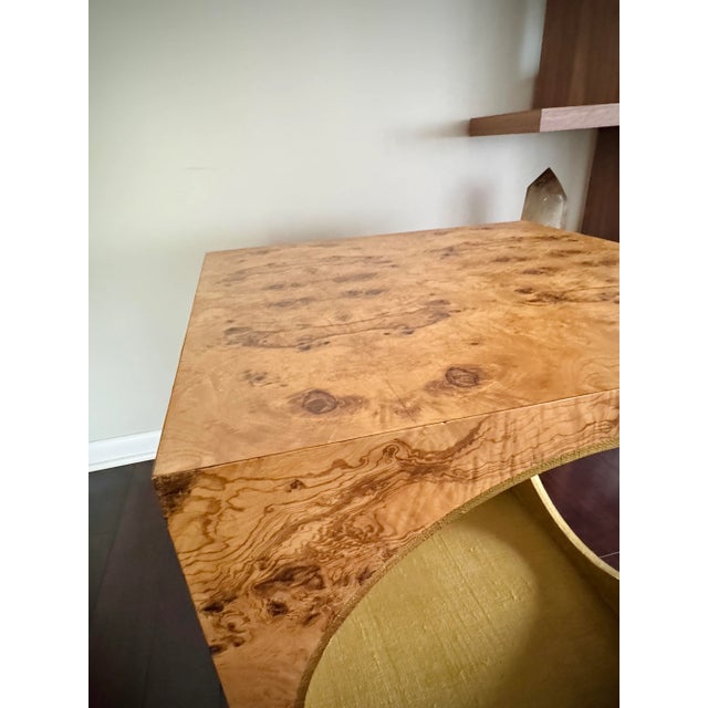 Modern Cube Made Goods Benning Side Table in Olive Ash Burl Veneer With Round Interior For Sale In Los Angeles - Image 6 of 12