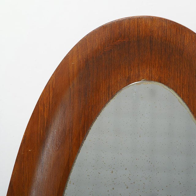 Brown Curved Plywood Wall Mirror, 1960s For Sale - Image 8 of 12