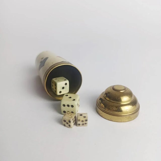 Mid-Century Cube Cup in Enamelled Copper with 4 Dice, Set of 5 For Sale - Image 6 of 9