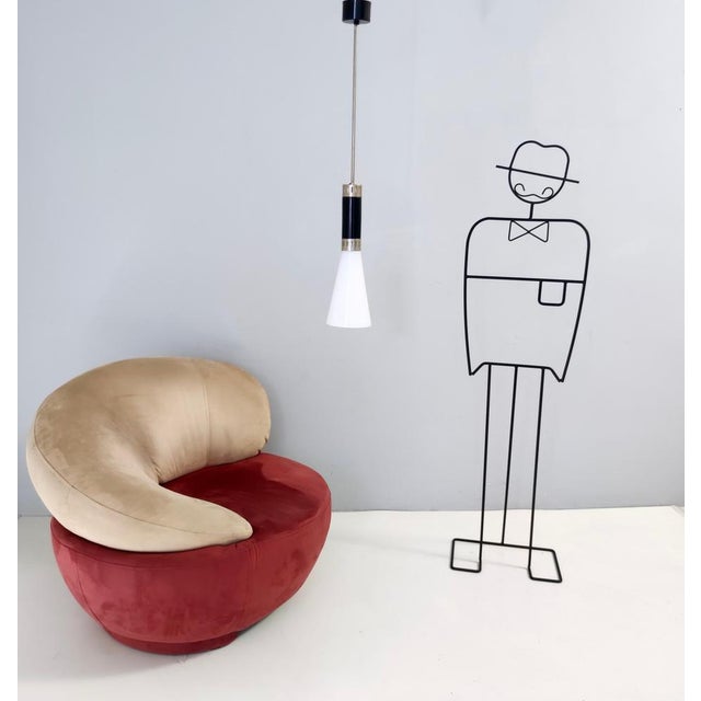 Mid-Century Modern Vintage Opaline Glass and Chrome-Plated Brass Pendant from Stilnovo, 1960s For Sale - Image 3 of 10