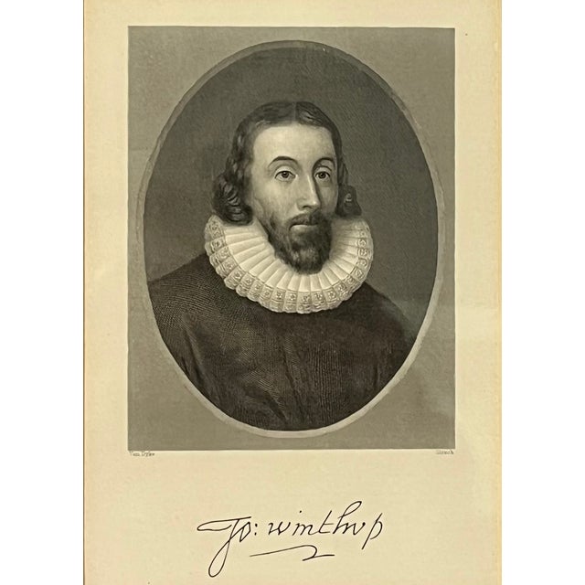 Continental, 19th century, . John Winthrop (1588-1649), engraved by Girsch after Van Dyke. Nice heavy frame and matted...