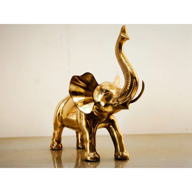 Vintage Gold Brass Elephant For Sale - Image 10 of 10