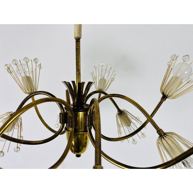 Glass and Brass Chandelier attributed to Emil Stejnar for Rupert Nikoll, 1960s, Set of 2 For Sale - Image 14 of 17